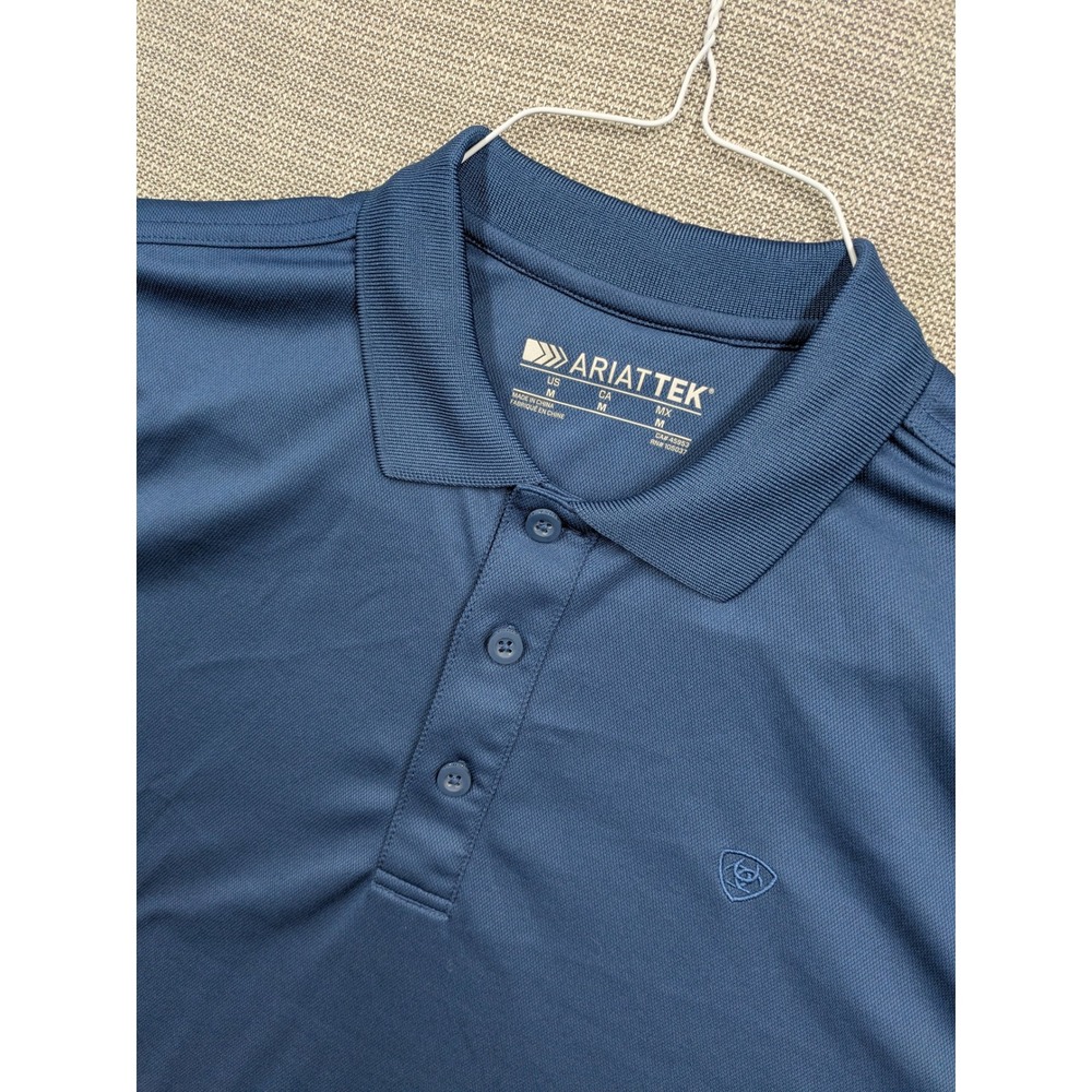 Ariat AriatTEK Mens Medium Navy Blue Performance Short Sleeve Polo Shirt 4502